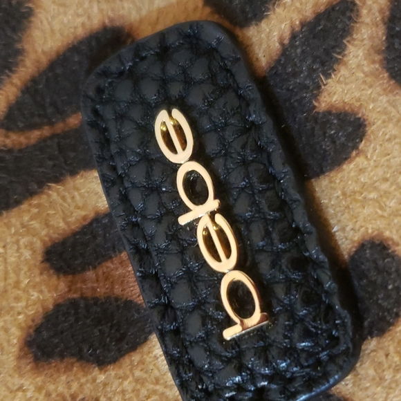 bebe lovely leopard-print clutch suede finish with tassle  NWOT - Picture 4 of 5